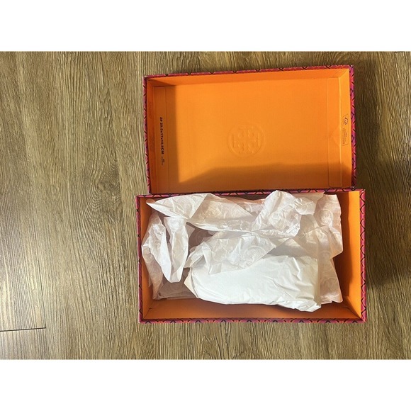 Tory Burch Pink & Orange EMPTY Shoe Box Gift Tissue Storage - 12"x4"x 6.5" - Picture 4 of 4
